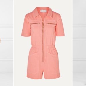 L.F. Markey Danny denim playsuit romper in coral